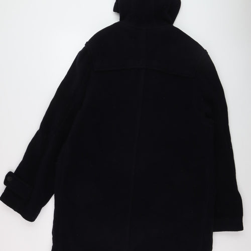 Next Men's Black Wool Duffle Coat Hooded Medium