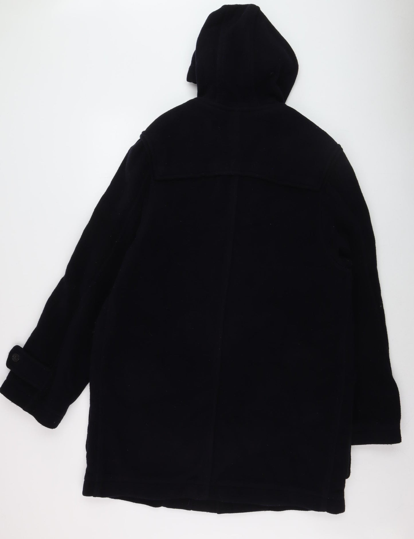 Next Men's Black Wool Duffle Coat Hooded Medium