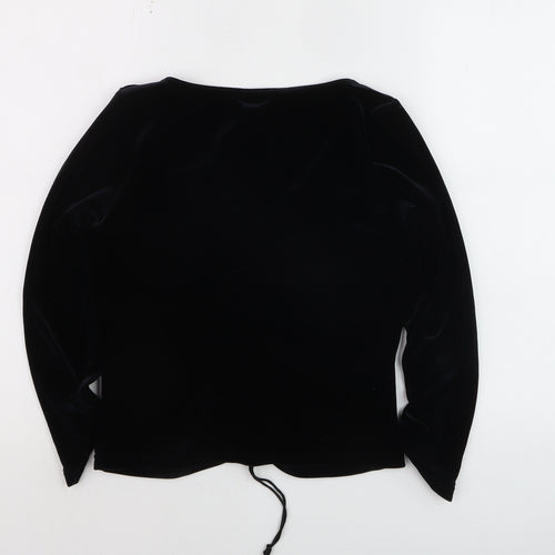 Karen Millen Women’s Black Velvet Long Sleeve V-Neck Blouse Size 14