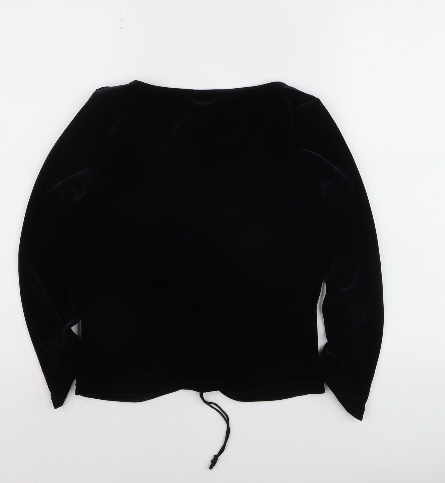 Karen Millen Women’s Black Velvet Long Sleeve V-Neck Blouse Size 14