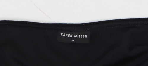 Karen Millen Women’s Black Velvet Long Sleeve V-Neck Blouse Size 14