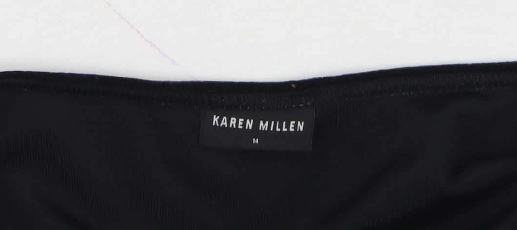 Karen Millen Women’s Black Velvet Long Sleeve V-Neck Blouse Size 14