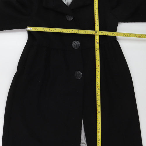 MKI Women's Black Wool Blend Mid-Length Overcoat Size 12