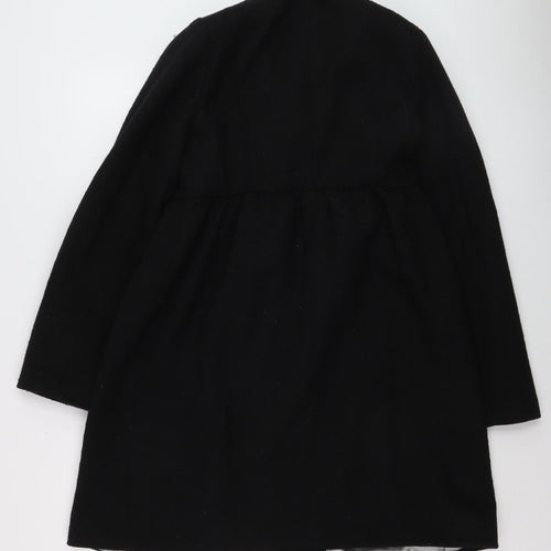 MKI Women's Black Wool Blend Mid-Length Overcoat Size 12