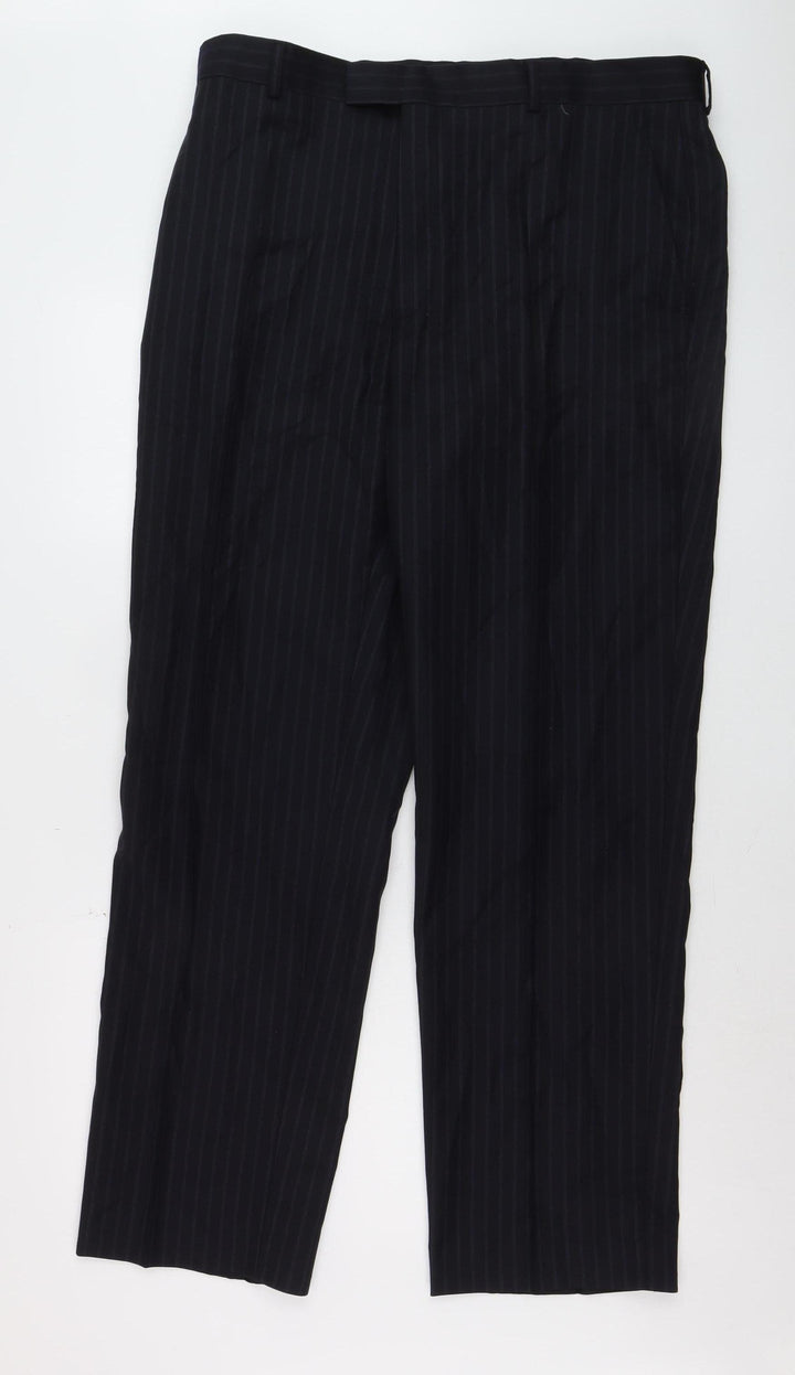Austin Reed Men’s Black Pinstripe Wool Dress Pants 38R Regular Fit
