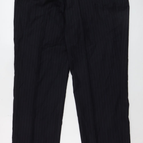 Austin Reed Men’s Black Pinstripe Wool Dress Pants 38R Regular Fit