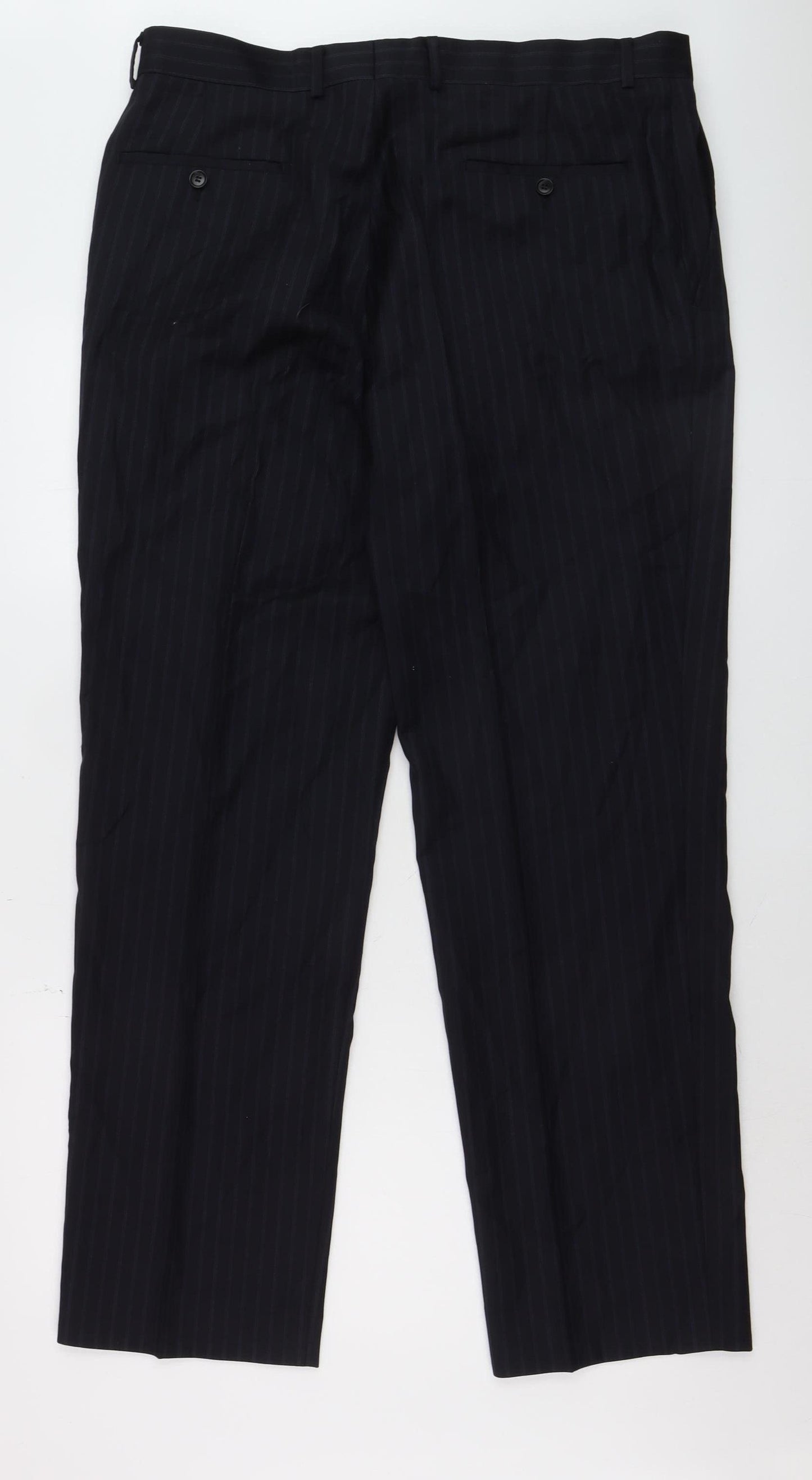 Austin Reed Men’s Black Pinstripe Wool Dress Pants 38R Regular Fit