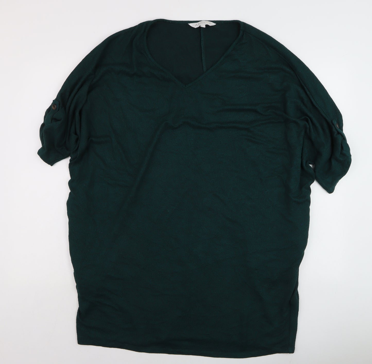 Apricot Women Green V-Neck Relaxed Jersey T-Shirt Size L