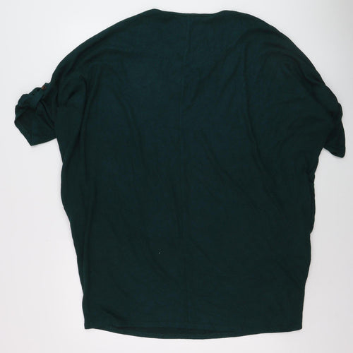 Apricot Women Green V-Neck Relaxed Jersey T-Shirt Size L