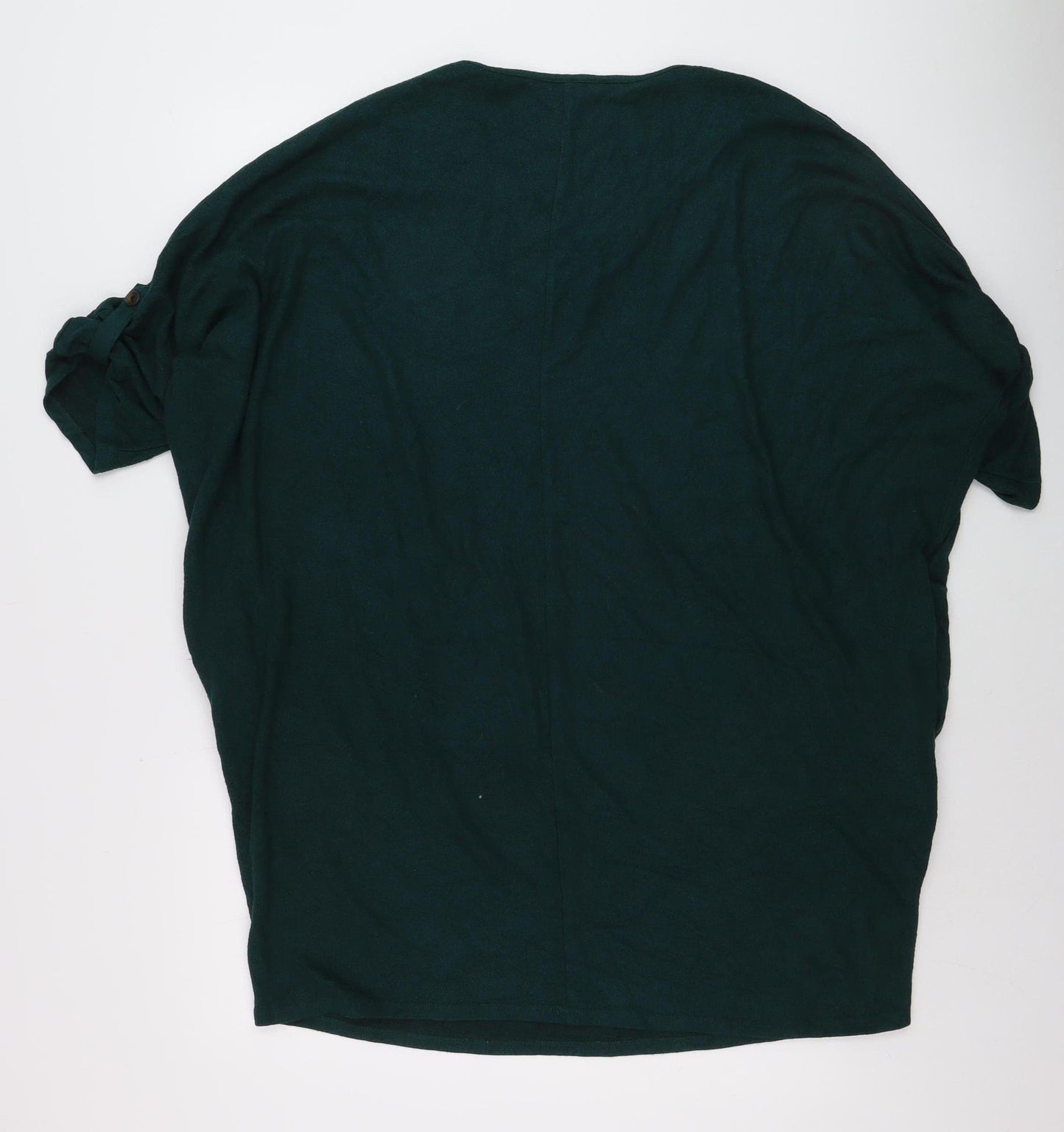 Apricot Women Green V-Neck Relaxed Jersey T-Shirt Size L