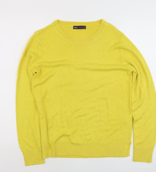 Marks and Spencer Womens Yellow Crew Neck Pullover Jumper Size 12