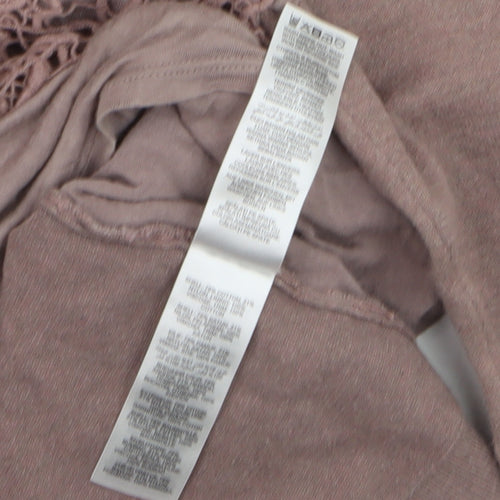 RJR John Rocha Women Brown Lace Knit Jumper Size 14 Crew Neck