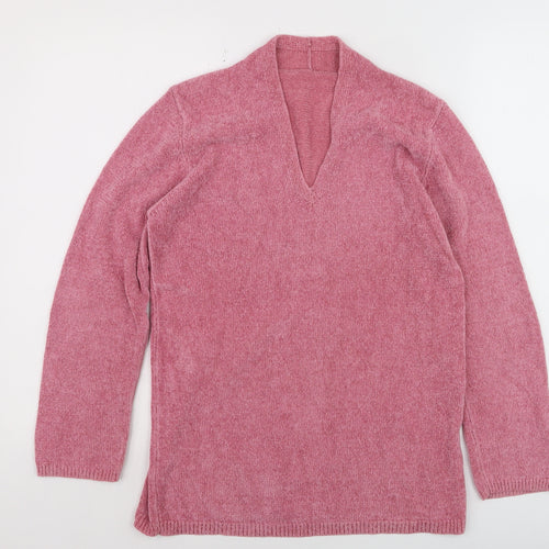 Marks and Spencer Women Pink V-Neck Long Sleeve Pullover Jumper UK 8