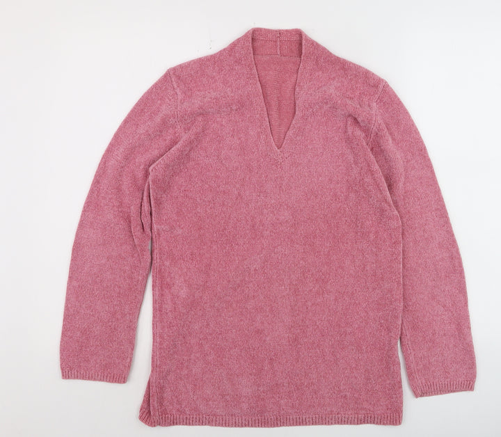Marks and Spencer Women Pink V-Neck Long Sleeve Pullover Jumper UK 8
