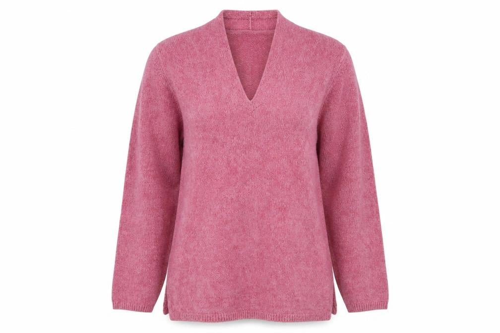 Marks and Spencer Women Pink V-Neck Long Sleeve Pullover Jumper UK 8