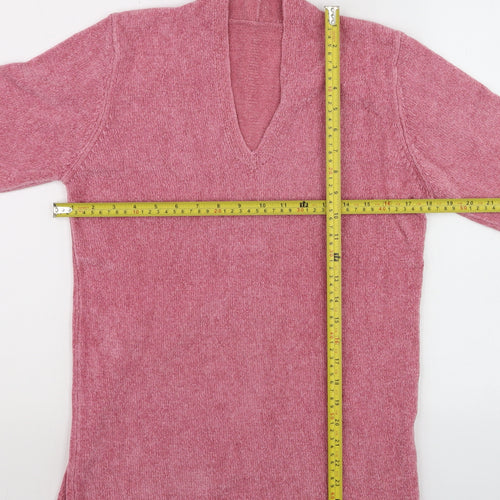Marks and Spencer Women Pink V-Neck Long Sleeve Pullover Jumper UK 8
