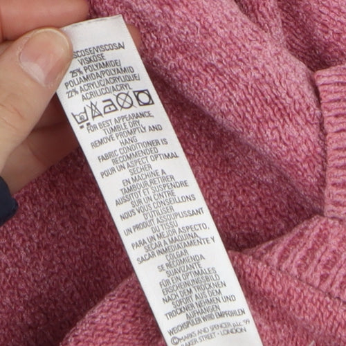 Marks and Spencer Women Pink V-Neck Long Sleeve Pullover Jumper UK 8