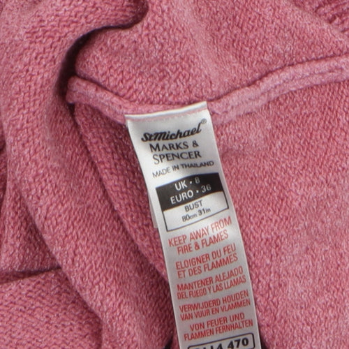 Marks and Spencer Women Pink V-Neck Long Sleeve Pullover Jumper UK 8