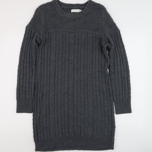 Paraphrase Women’s Grey Wool Blend Long Sleeve Jumper Dress Size 12
