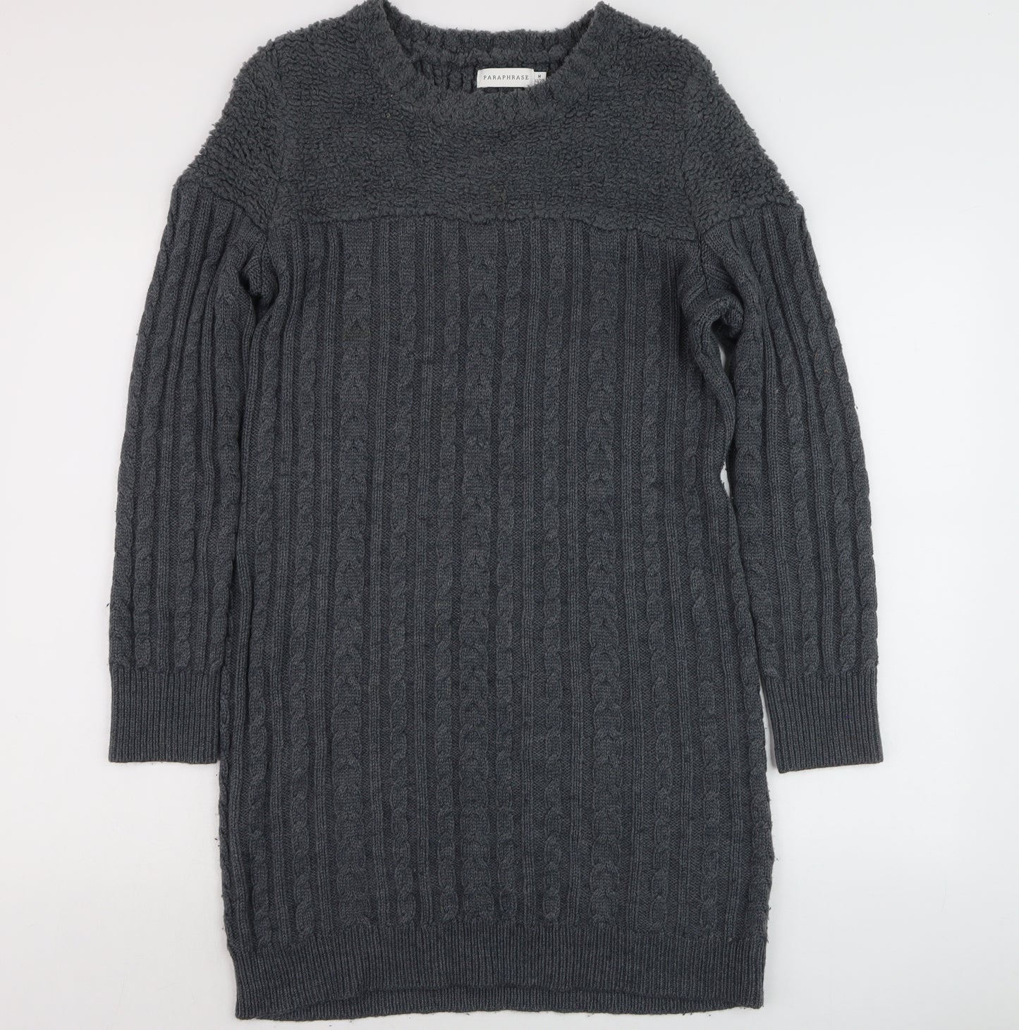 Paraphrase Women’s Grey Wool Blend Long Sleeve Jumper Dress Size 12