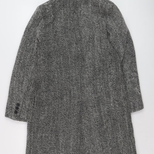 Reserved Womens Grey Herringbone Wool Blend Mid-Length Overcoat XS