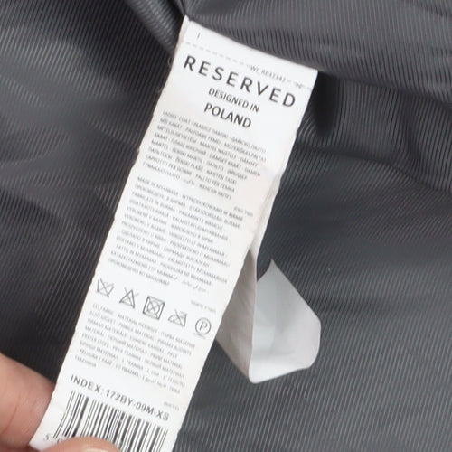 Reserved Womens Grey Herringbone Wool Blend Mid-Length Overcoat XS