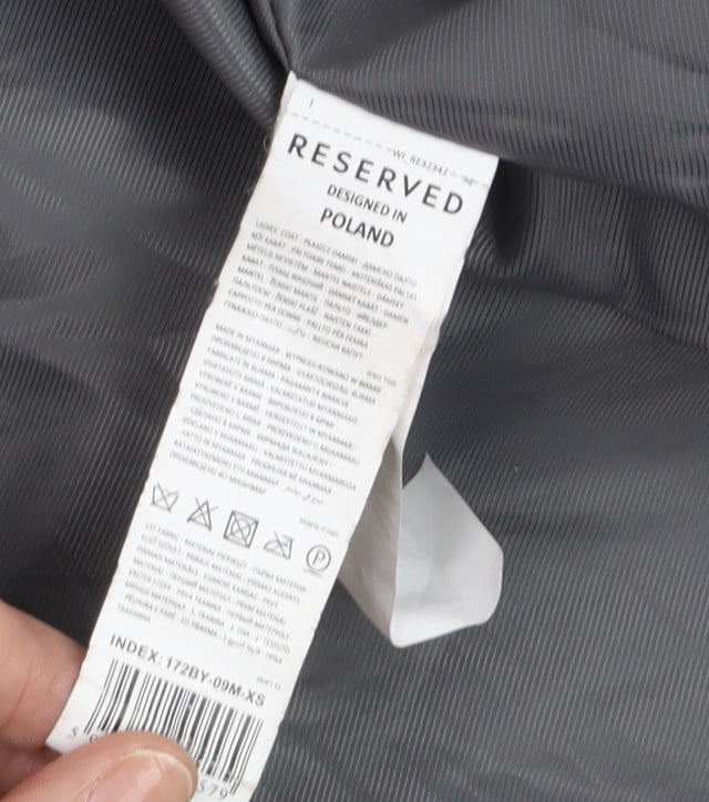 Reserved Womens Grey Herringbone Wool Blend Mid-Length Overcoat XS