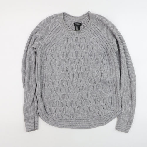 Jones New York Womens Grey Cotton Cable-Knit Jumper M
