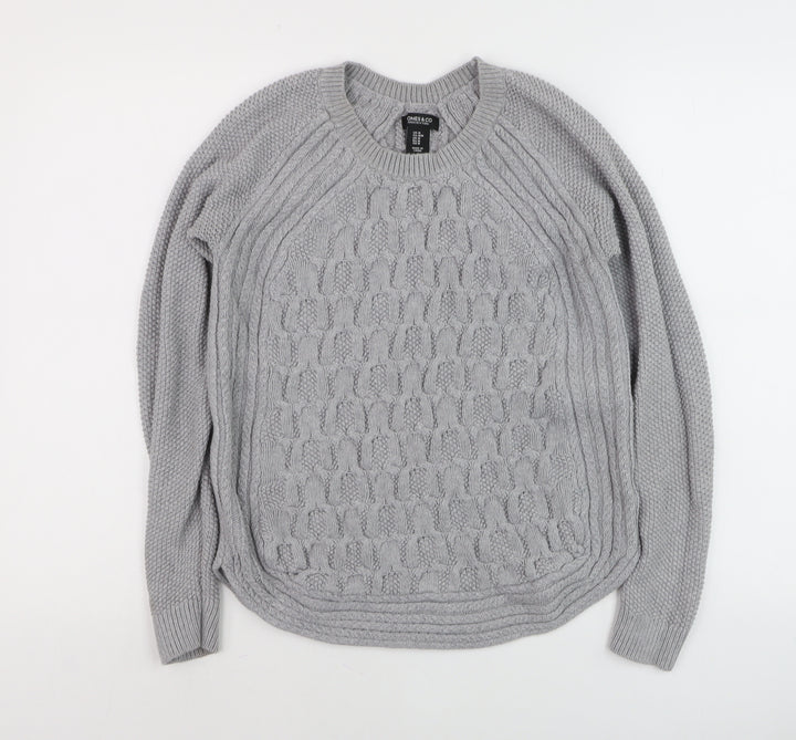Jones New York Womens Grey Cotton Cable-Knit Jumper M