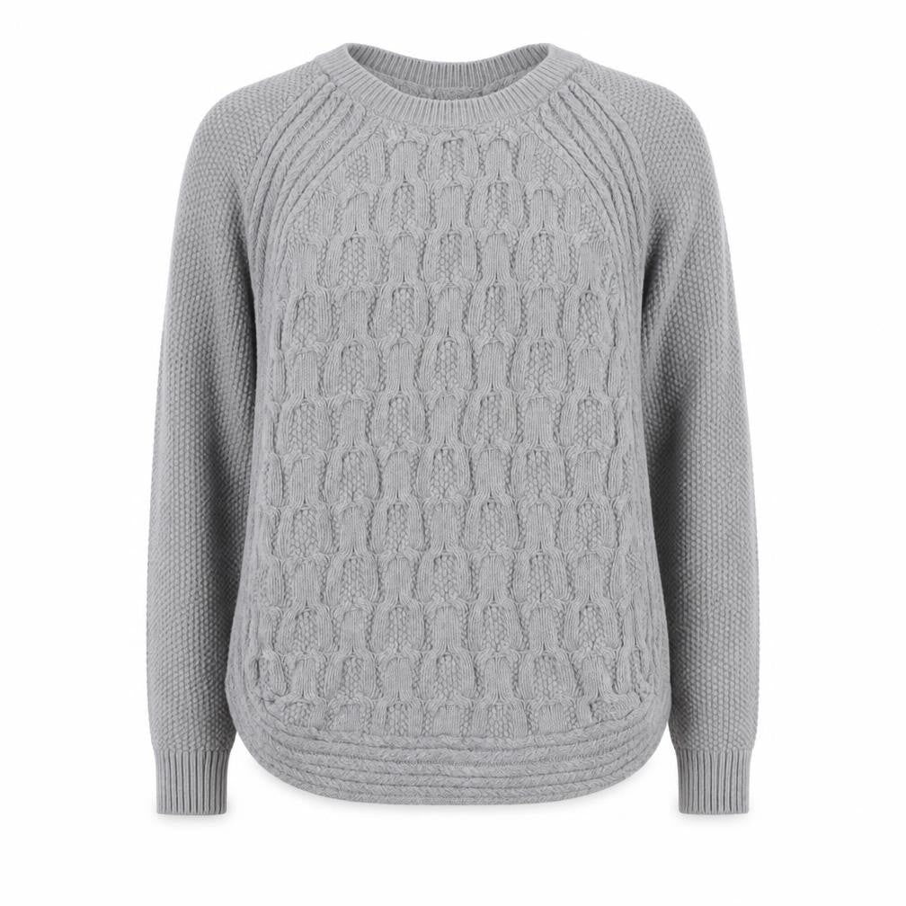 Jones New York Womens Grey Cotton Cable-Knit Jumper M