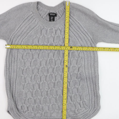 Jones New York Womens Grey Cotton Cable-Knit Jumper M