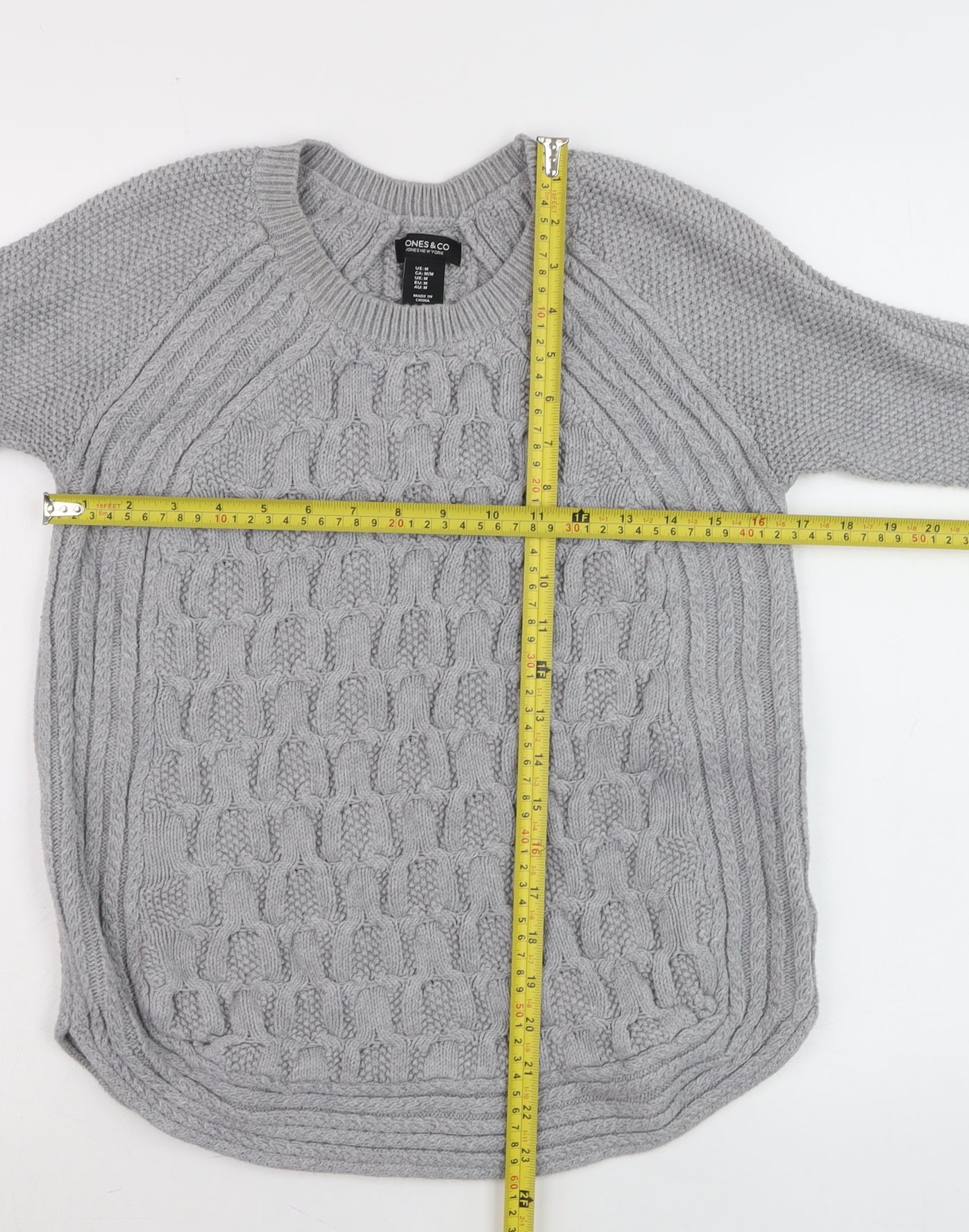 Jones New York Womens Grey Cotton Cable-Knit Jumper M