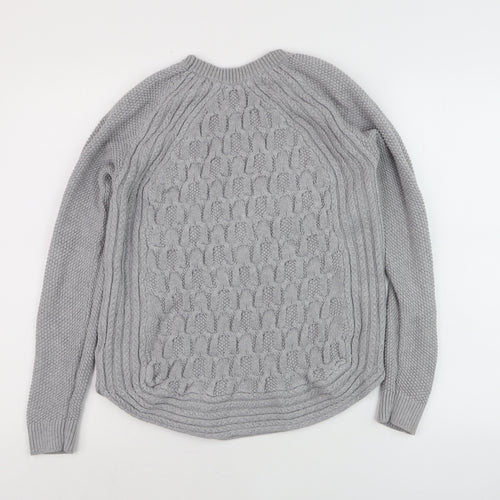 Jones New York Womens Grey Cotton Cable-Knit Jumper M