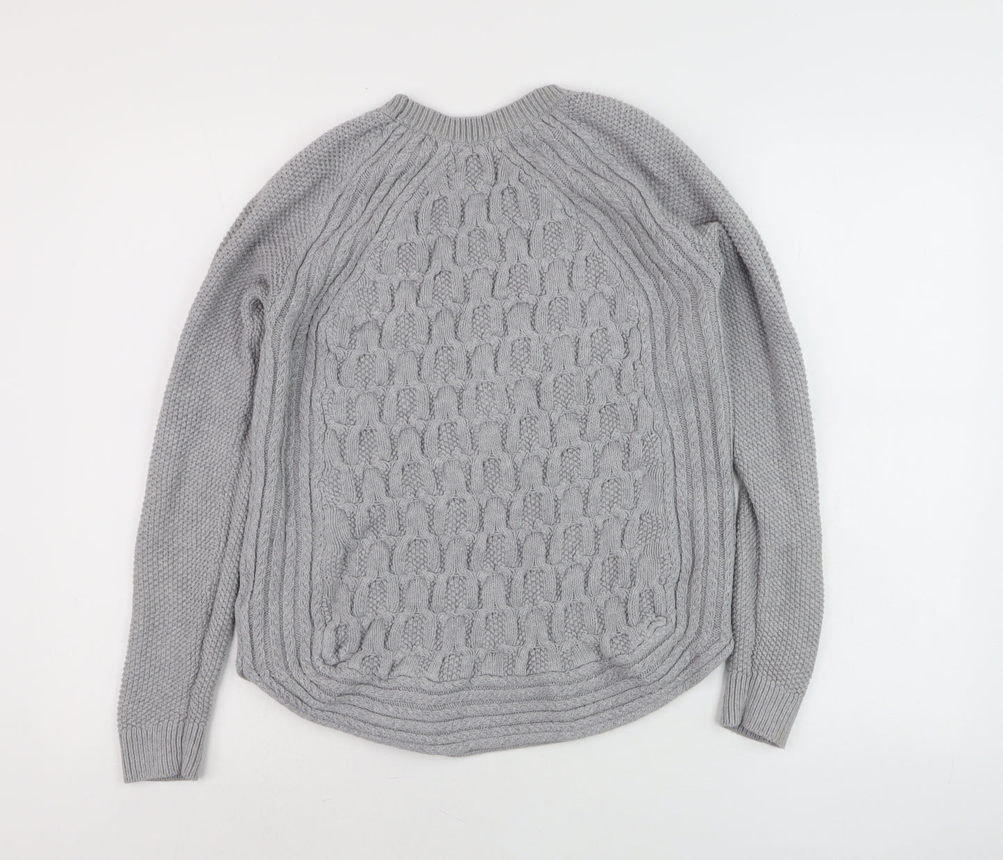 Jones New York Womens Grey Cotton Cable-Knit Jumper M