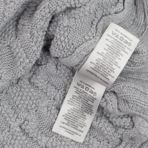 Jones New York Womens Grey Cotton Cable-Knit Jumper M