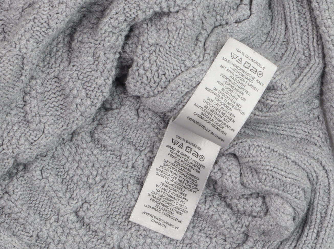 Jones New York Womens Grey Cotton Cable-Knit Jumper M