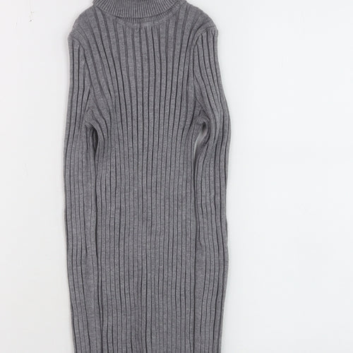 QED London Women’s Grey Roll Neck Ribbed Jumper S/M