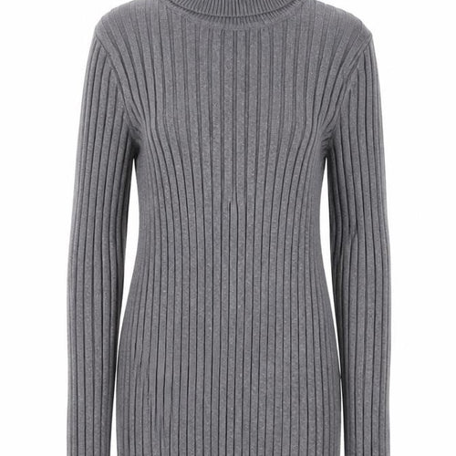 QED London Women’s Grey Roll Neck Ribbed Jumper S/M