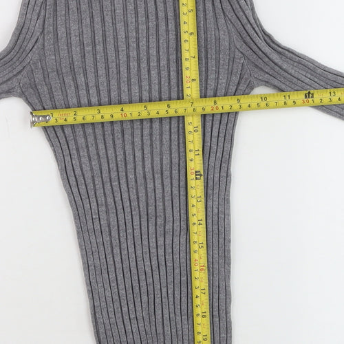 QED London Women’s Grey Roll Neck Ribbed Jumper S/M