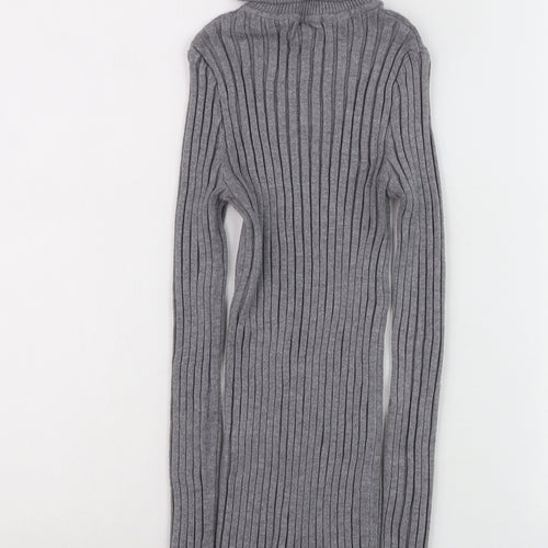QED London Women’s Grey Roll Neck Ribbed Jumper S/M