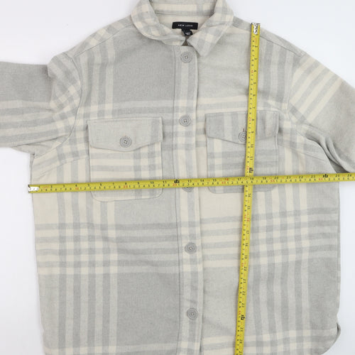 New Look Womens Grey Check Button Jacket Size 16