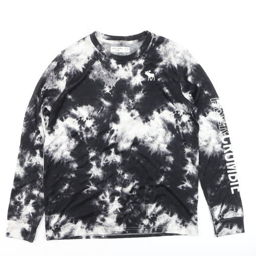 Abercrombie Kids Boys Black Tie-Dye Long Sleeve Cotton T-Shirt 15-16 Years