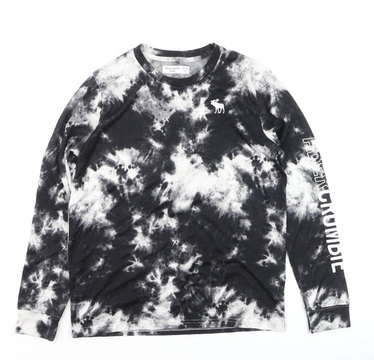 Abercrombie Kids Boys Black Tie-Dye Long Sleeve Cotton T-Shirt 15-16 Years