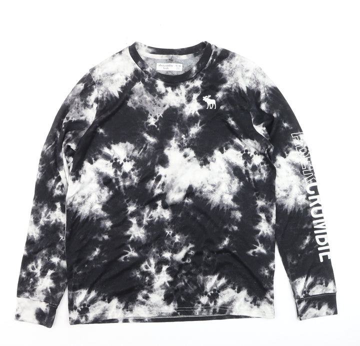 Abercrombie Kids Boys Black Tie-Dye Long Sleeve Cotton T-Shirt 15-16 Years