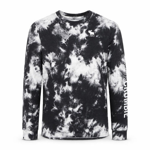 Abercrombie Kids Boys Black Tie-Dye Long Sleeve Cotton T-Shirt 15-16 Years