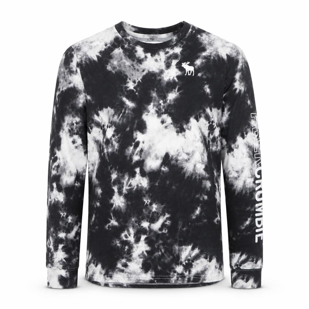 Abercrombie Kids Boys Black Tie-Dye Long Sleeve Cotton T-Shirt 15-16 Years