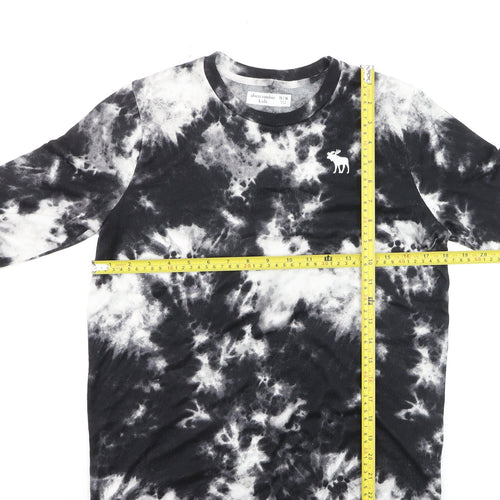Abercrombie Kids Boys Black Tie-Dye Long Sleeve Cotton T-Shirt 15-16 Years