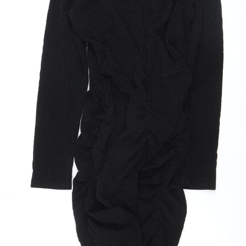 Mela London Women's Black Bodycon Ruched Dress Size 16