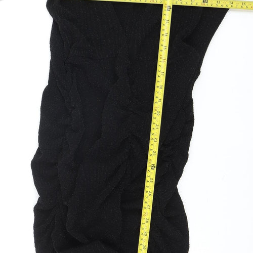 Mela London Women's Black Bodycon Ruched Dress Size 16