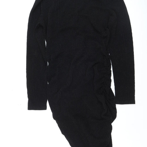 Mela London Women's Black Bodycon Ruched Dress Size 16